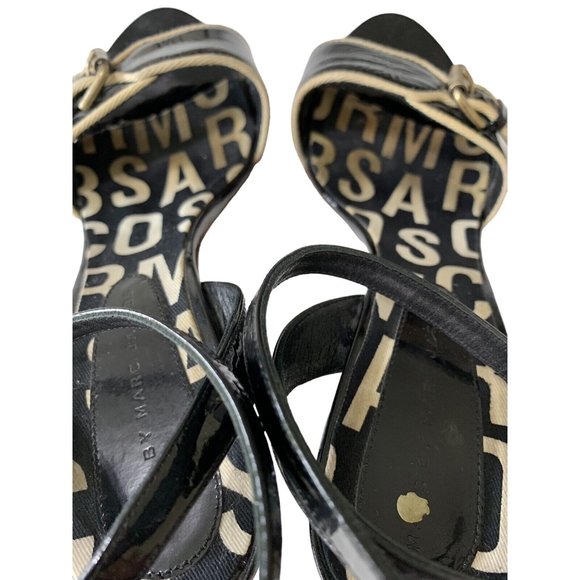 Marc By Marc Jacobs Shoes 39.5 Ankle Strap Heel Sandal Open Toe Italy Black 6781 - Picture 5 of 9